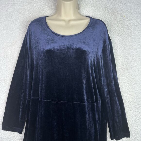 Adrienne Vittadini Woman 2X Navy Velvet Maxi Dress Long Sleeve Plus Size Party - Picture 3 of 9
